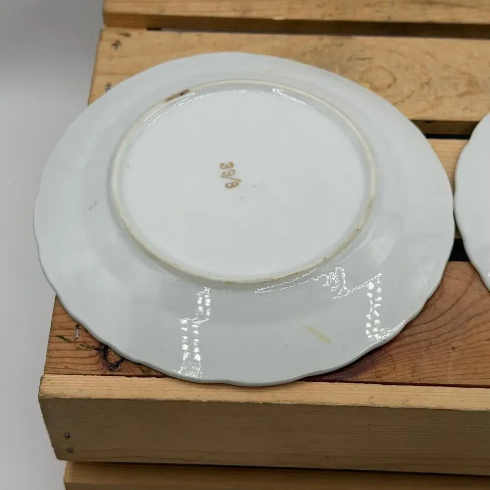 Vintage Pink Rose Porcelain Saucer / Dessert Plates with Gold Trim – Set of 5